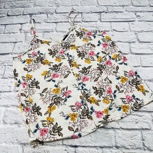 NWT Daytrip Womens White Floral Tank Top XL Button Front Spaghetti Strap